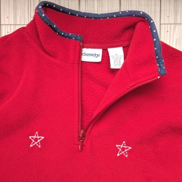Breckenridge Forest Fleece Holiday Pullover in Red and Blue Quarter Zip Sz Med - Picture 10 of 11
